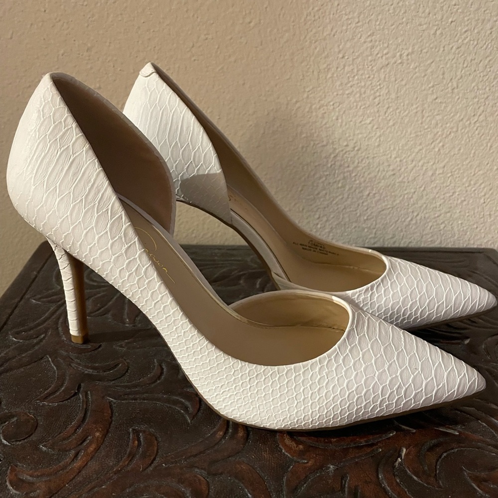 COPY - Jessica Simpson White Pattern Stiletto Heels 9M